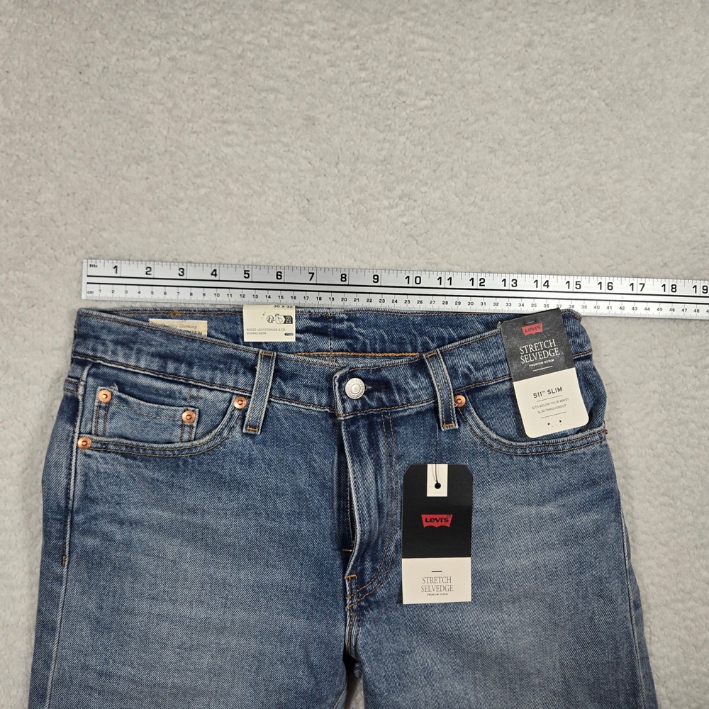Levis 511 Slim Selvedge Jeans Mens 30x32 Medium Wash 045116218 - Picture 8 of 9